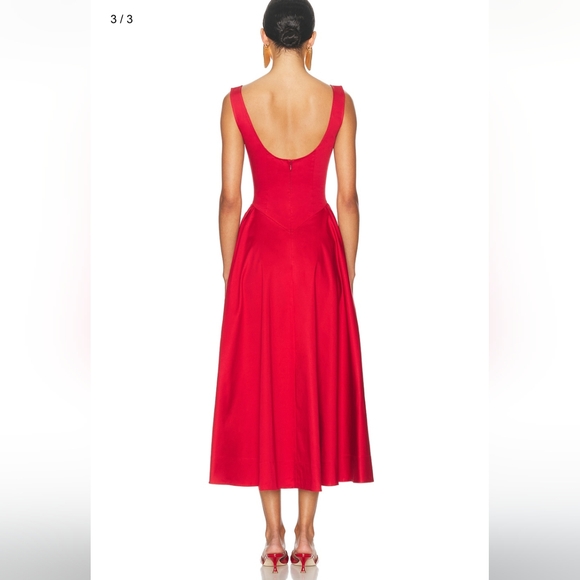 HELSA Stretch Cotton Sateen Dress Red - Picture 3 of 9